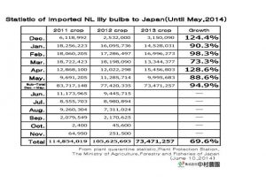 Statistic of imported NL lily bulbs to Japan(Until May,2014) （June 11, 2014）