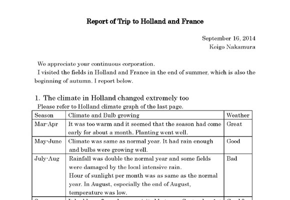 Report of Trip to NL & FR（Sep 16, 2014）