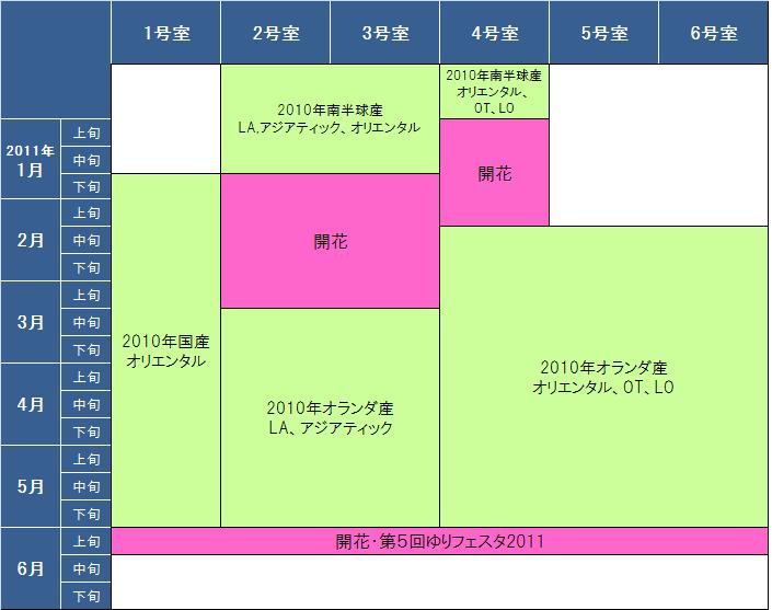 試験農場　栽培スケジュール（2011年6月まで） （2010/12/28）