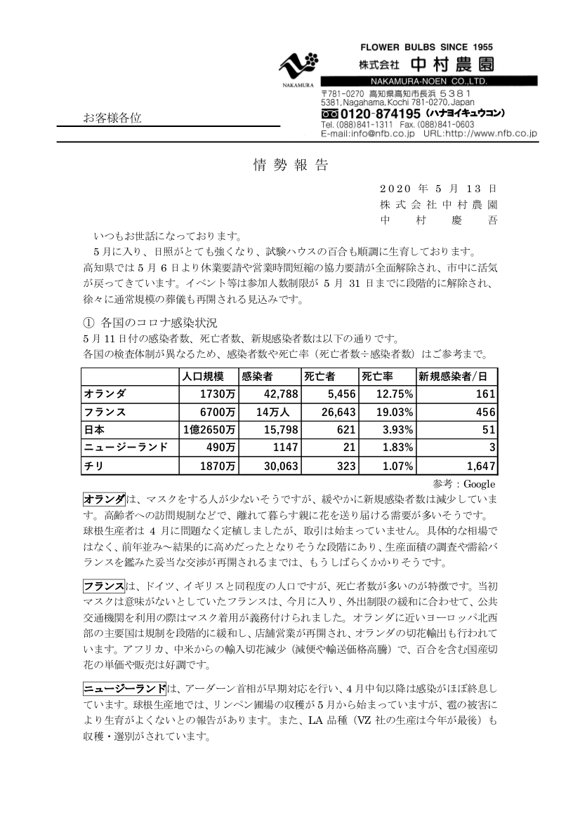 情勢報告（2020/5/13）