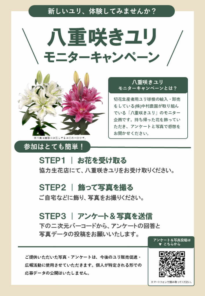 八重咲きユリモニターキャンペーン